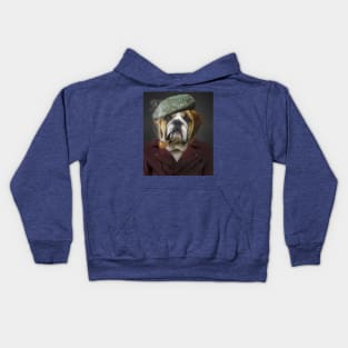 Senior Pug Smoking Pipe Funny Portrait Kids Hoodie